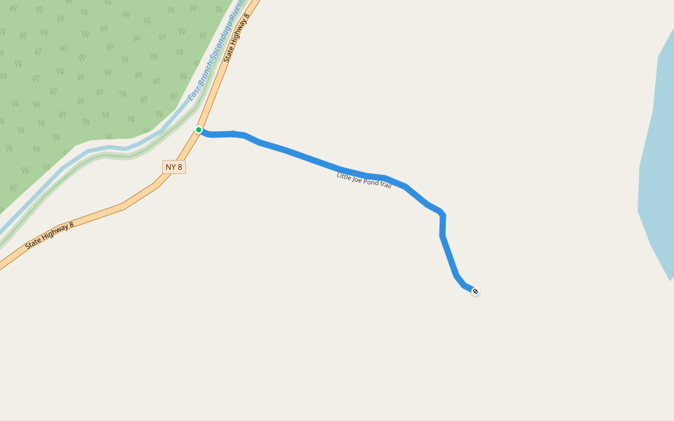 Little Joe Pond trail walking route map in Johnsburg