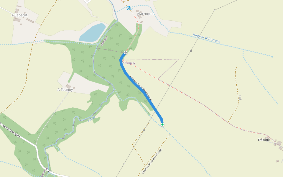 Chemin Rural d'Entouticau walking route map in Monfort