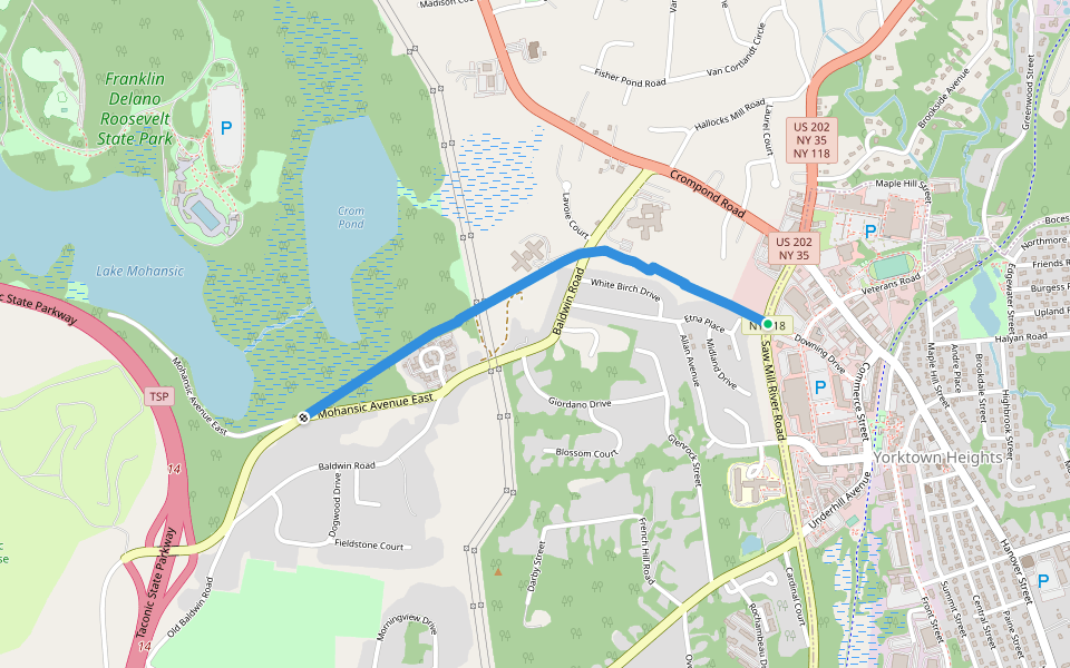 Mohansic Trailway walking route map in Yorktown Heights