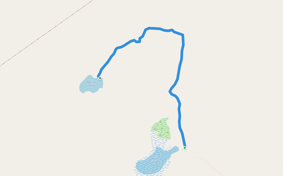 Marion Pond trail walking route map in Loch Muller