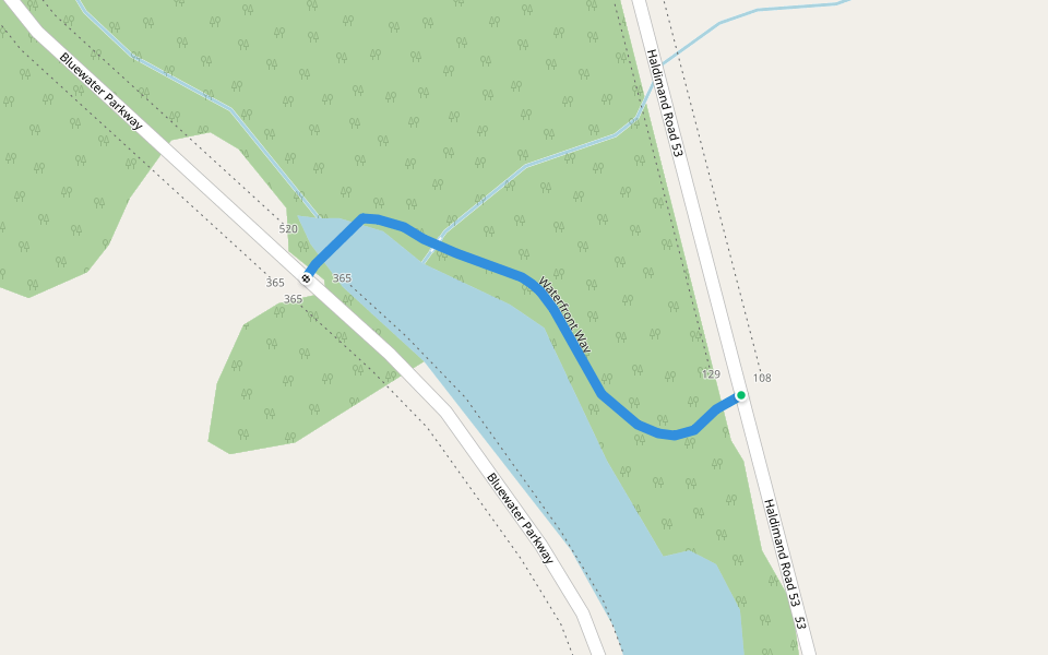 Waterfront Way walking route map in Woodlawn Park