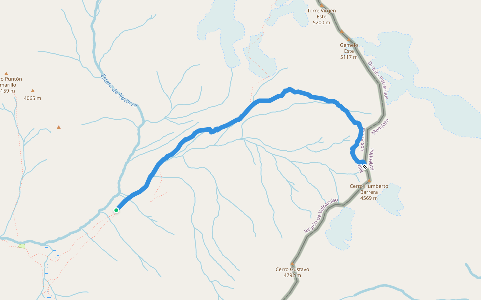 Co. Humberto Barrera walking route map in Cancha Pelada