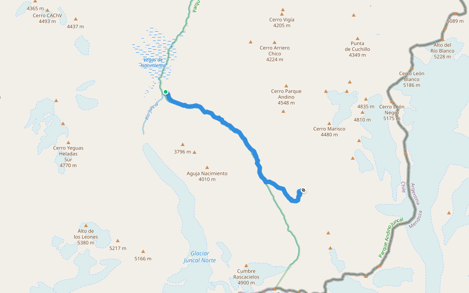 Ruta estero Monos de Agua walking route map in El Juncal