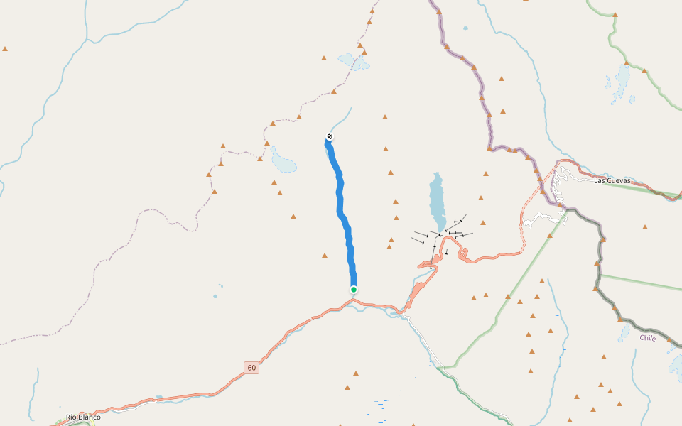 cajon ojos de agua walking route map in El Juncal