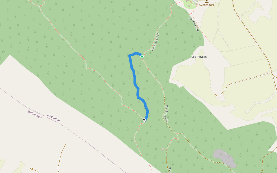 Camino traidicional Teroleja-Valhermoso walking route map in Teroleja