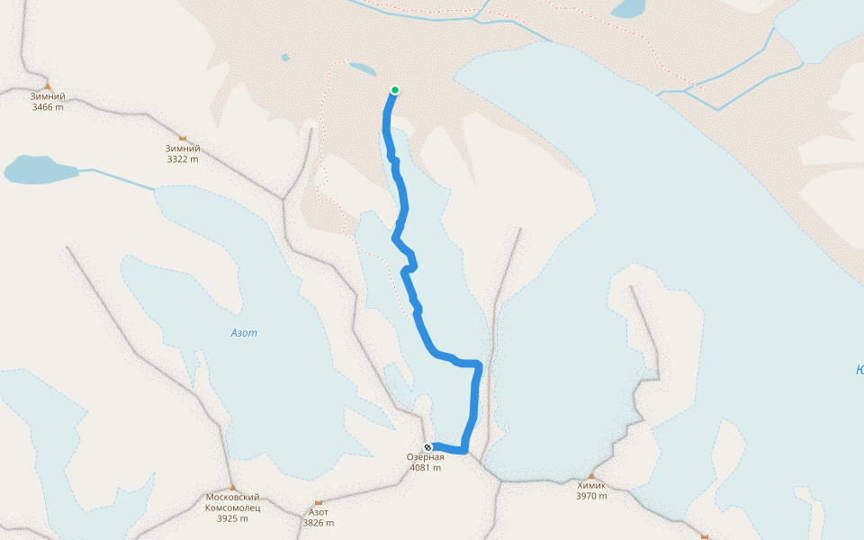 альп.маршрут Озерная по С стене 4А walking route map in Verkhnii Baksan