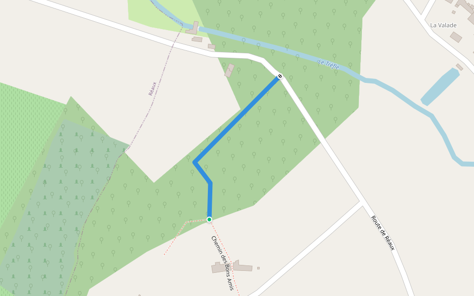 Chemin Rural n° 34 walking route map in Allas-Champagne