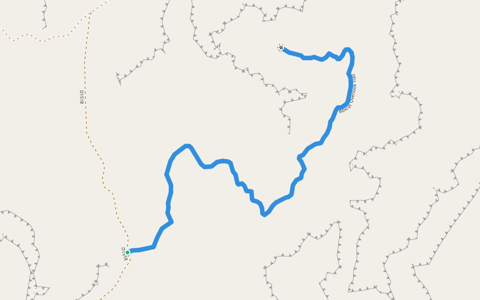 Boxcar Overlook Trail walking route map in Monticello