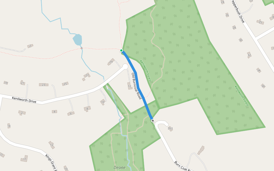 Old Burncoat Road walking route map in Clinton