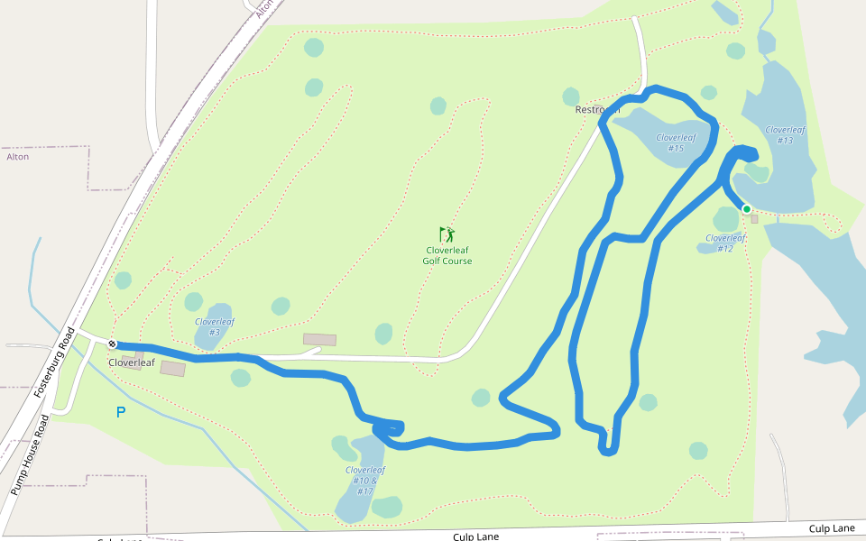 Cloverleaf Back Nine Cart Path #2 walking route map in Alton