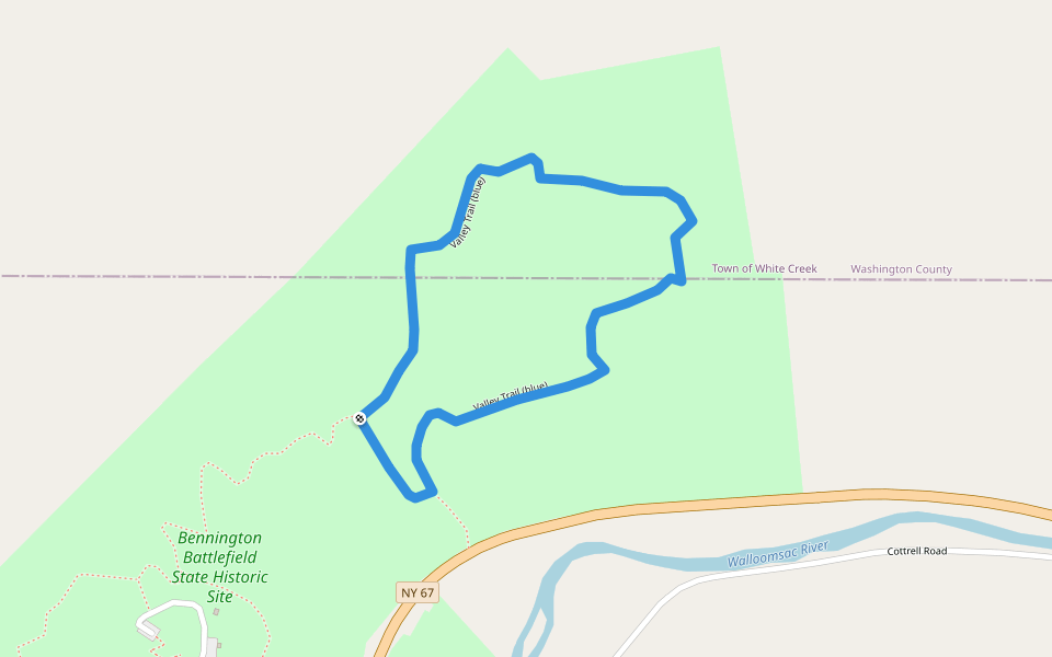 Valley Trail (blue) walking route map in Hoosick Falls