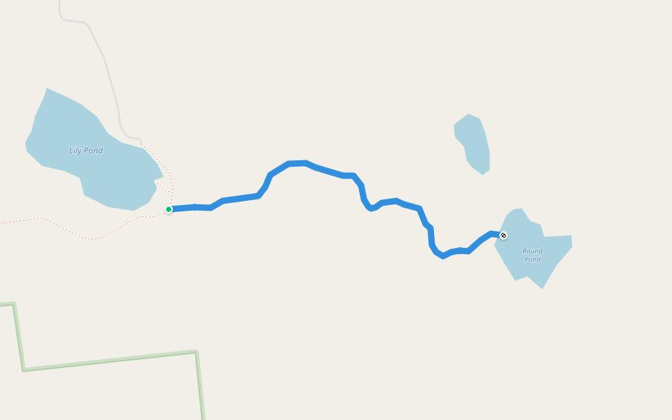 Round Pond trail walking route map in Brant Lake