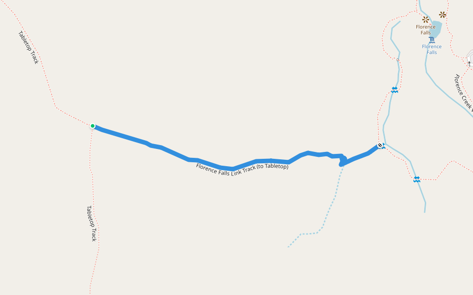 Florence Falls Link Track (to Tabletop) walking route map in Litchfield Park