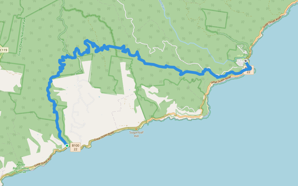 Great Ocean Road Coastal Trail (proposed) walking route map in Wongarra