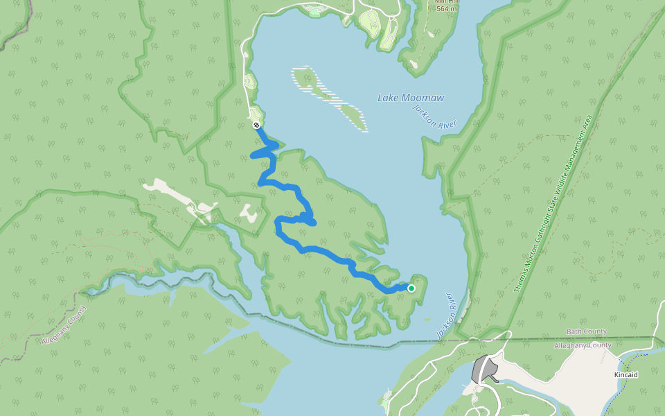 Greenwood Point Trail walking route map in Alleghany