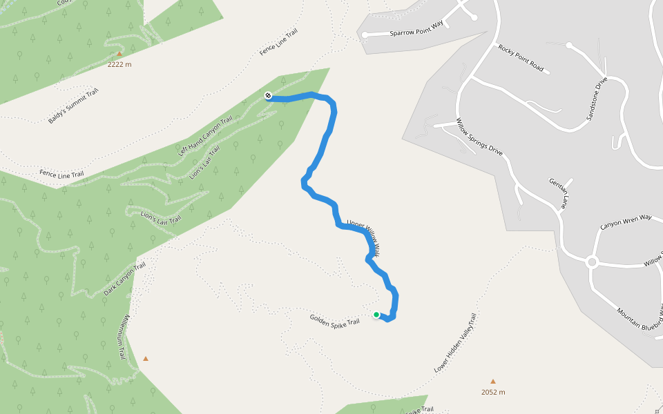 Upper Willow Walk walking route map in Morrison