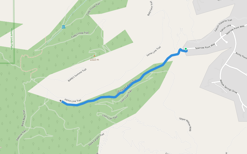 Left Hand Canyon Trail walking route map in Morrison