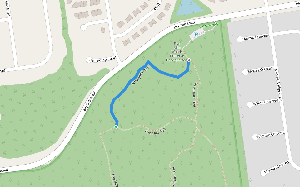 Sphagnum Trail walking route map in Yardley
