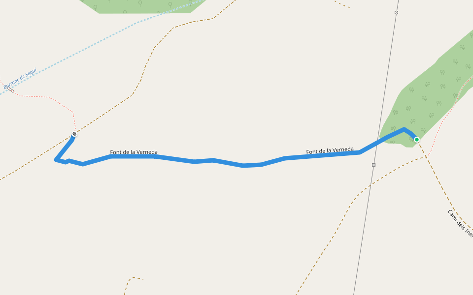 Font de la Verneda walking route map in Tremp