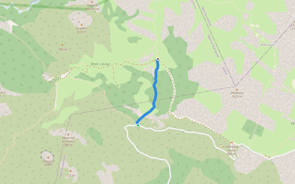 Male Libinje prečica walking route map in Rovanjska
