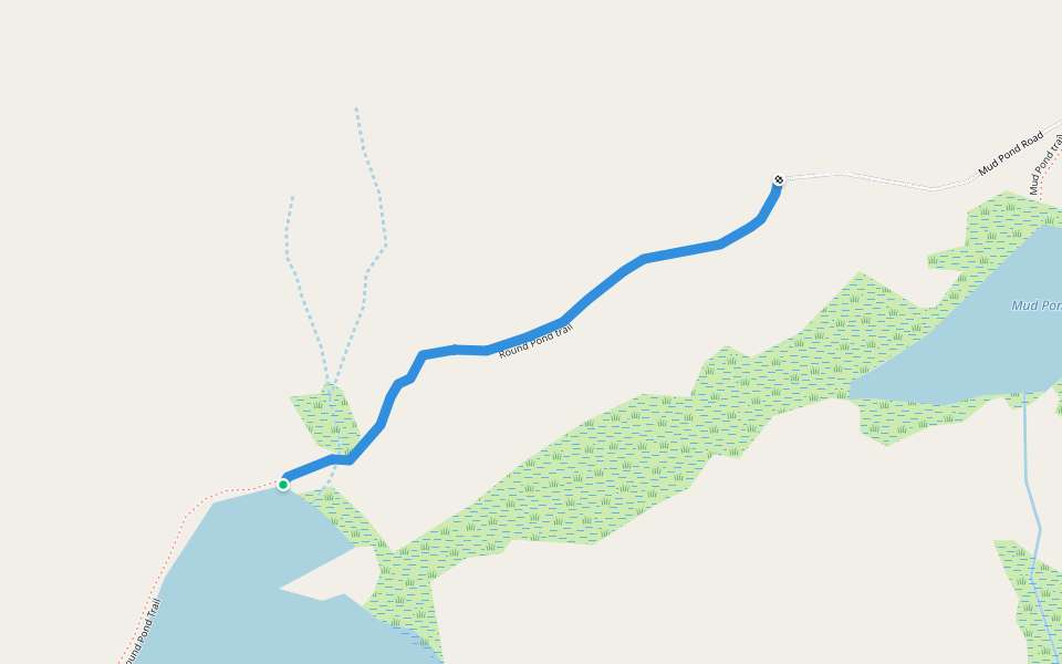 Round Pond trail walking route map in Johnsburg