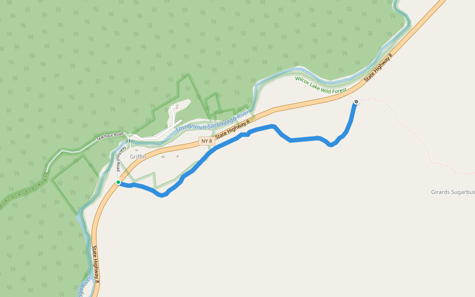 Griffin Connector trail walking route map in Wells