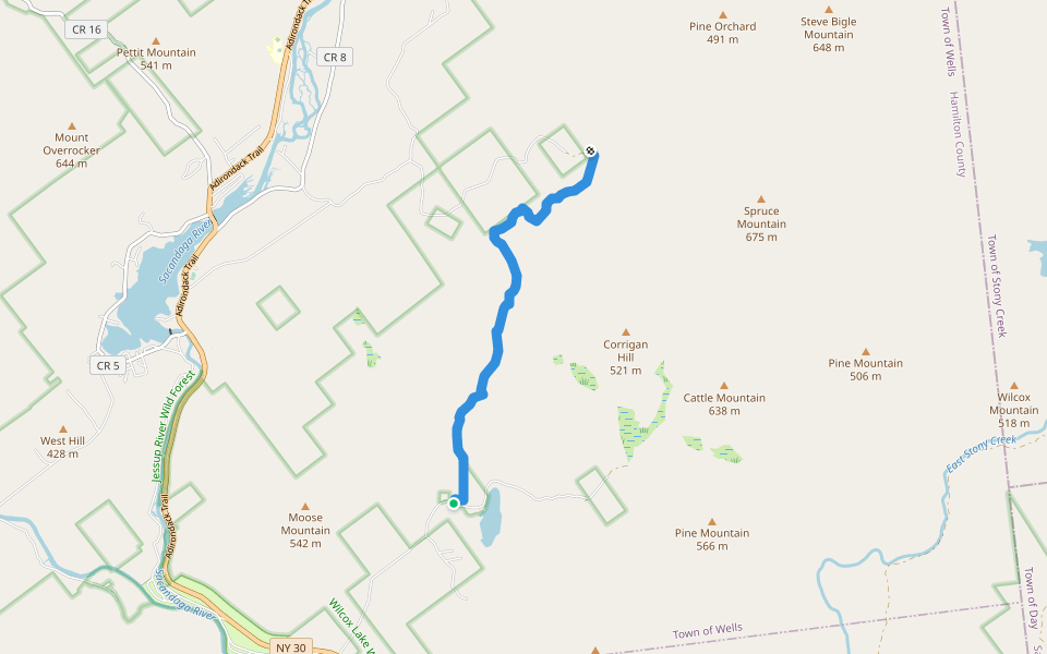 Coulombe Creek trail walking route map in Northville