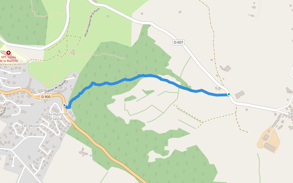 sentier pietons et vtt Seyne-St Pons walking route map in Seyne