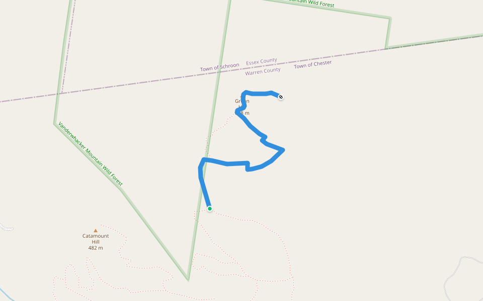 Green Mountain Trail (Blue) walking route map in Pottersville