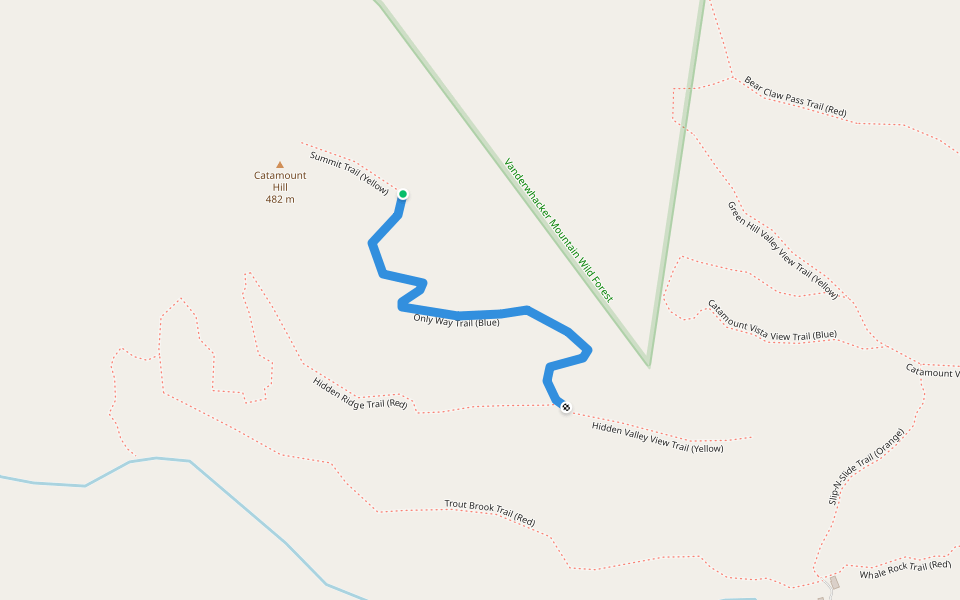 Only Way Trail (Blue) walking route map in Pottersville