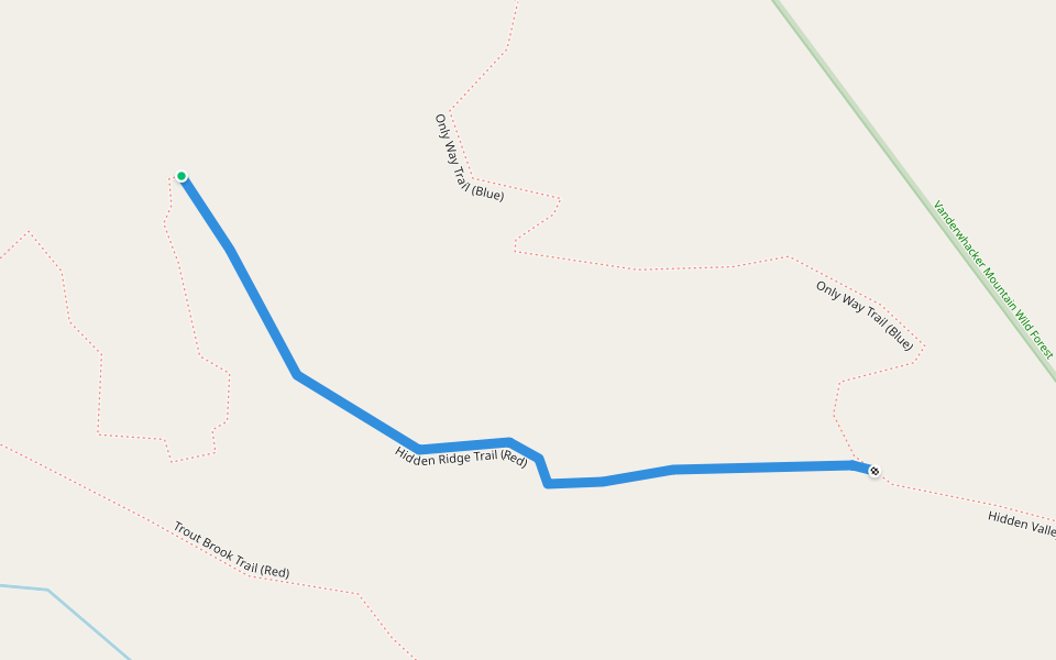 Hidden Ridge Trail (Red) walking route map in Pottersville