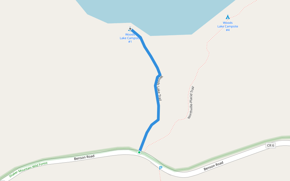 Woods Lake Trail walking route map in Northville