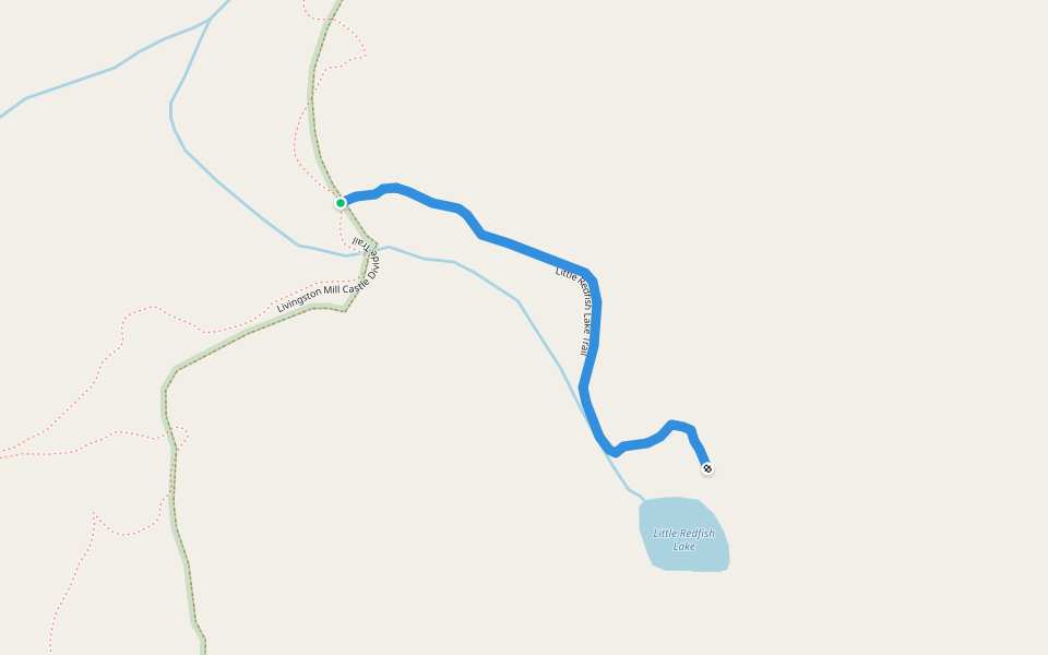 Little Redfish Lake Trail walking route map in Clayton