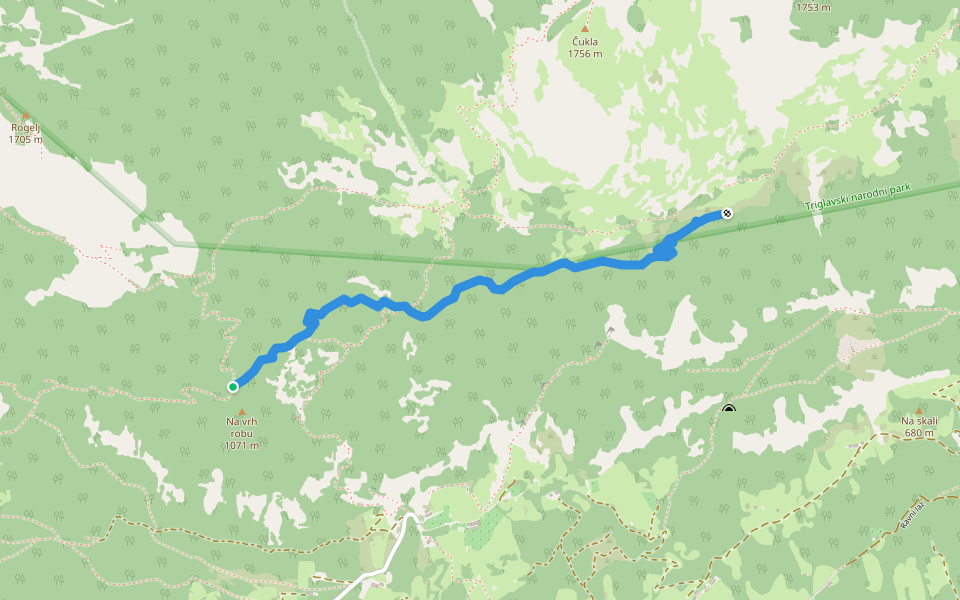 Nedokončana mulatjera walking route map in Plužna