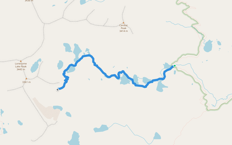 Boulder Cain Lakes Trail walking route map in Clayton