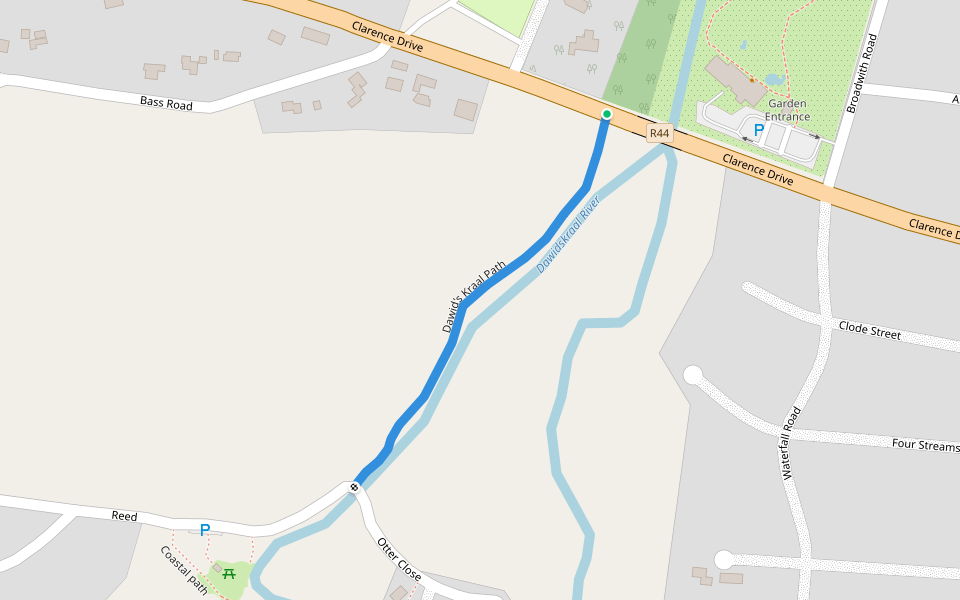 Dawid's Kraal Path walking route map in Betty's Bay