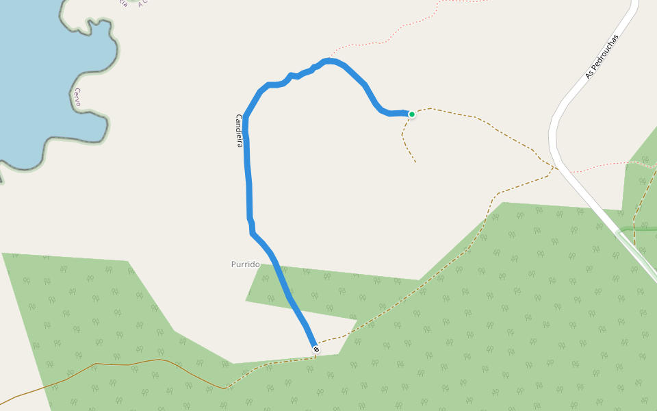 Candieira walking route map in Cedeira