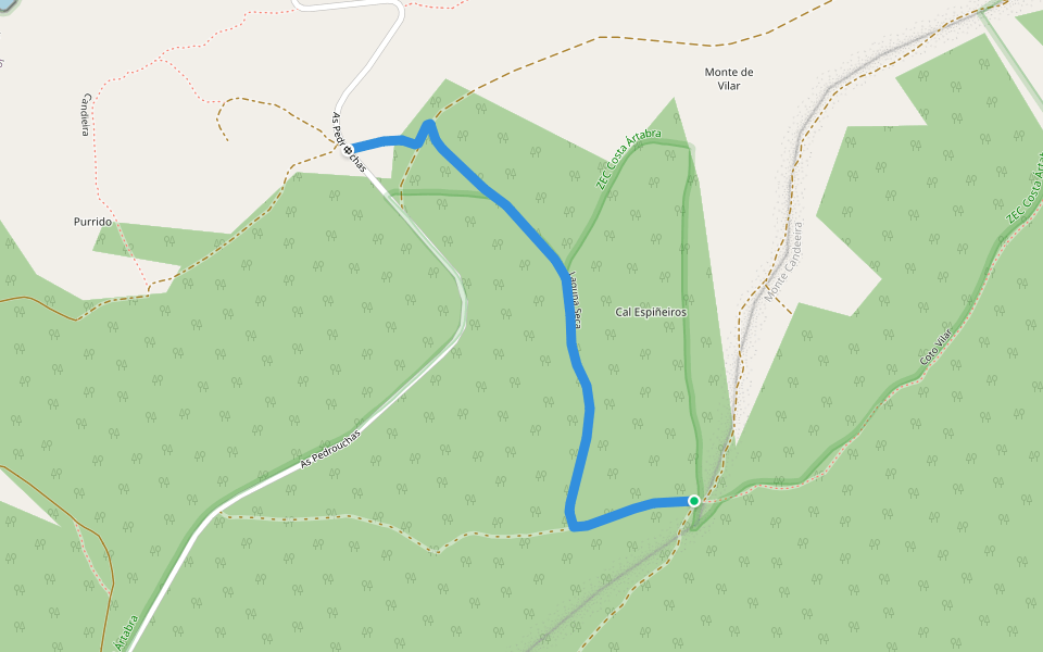 Laguna Seca walking route map in A Corredoira