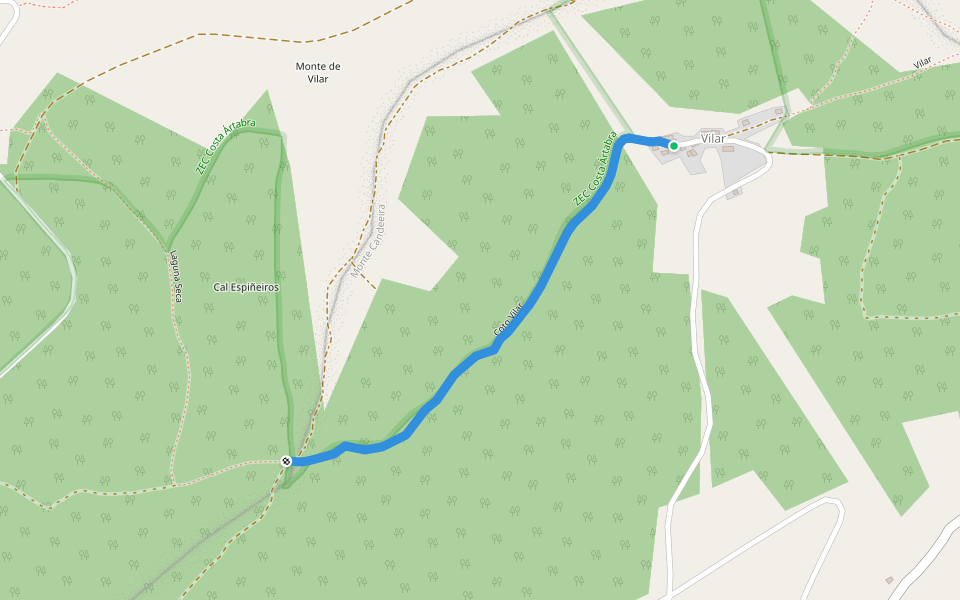 Coto Vilar walking route map in Vilar