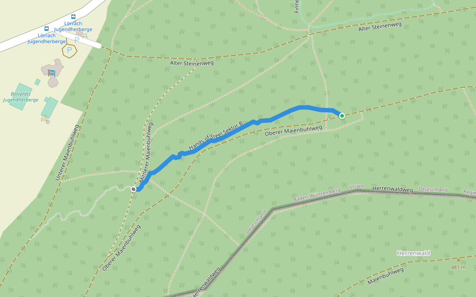 Hands of Steel Sektor B walking route map in Lörrach