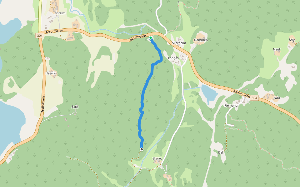 Langåslia walking route map in Hvarnes