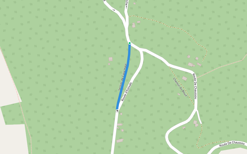 Sentier de Caya Haut walking route map in Chartrier-Ferrière