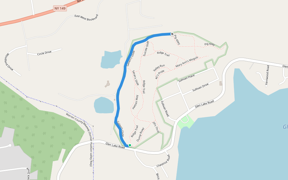 Galien's Glide walking route map in Lake George