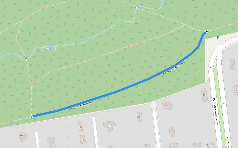 Avenue of the Pines walking route map in Queensbury