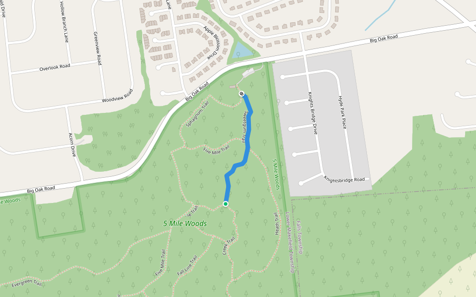 Sweetgum Trail walking route map in Yardley