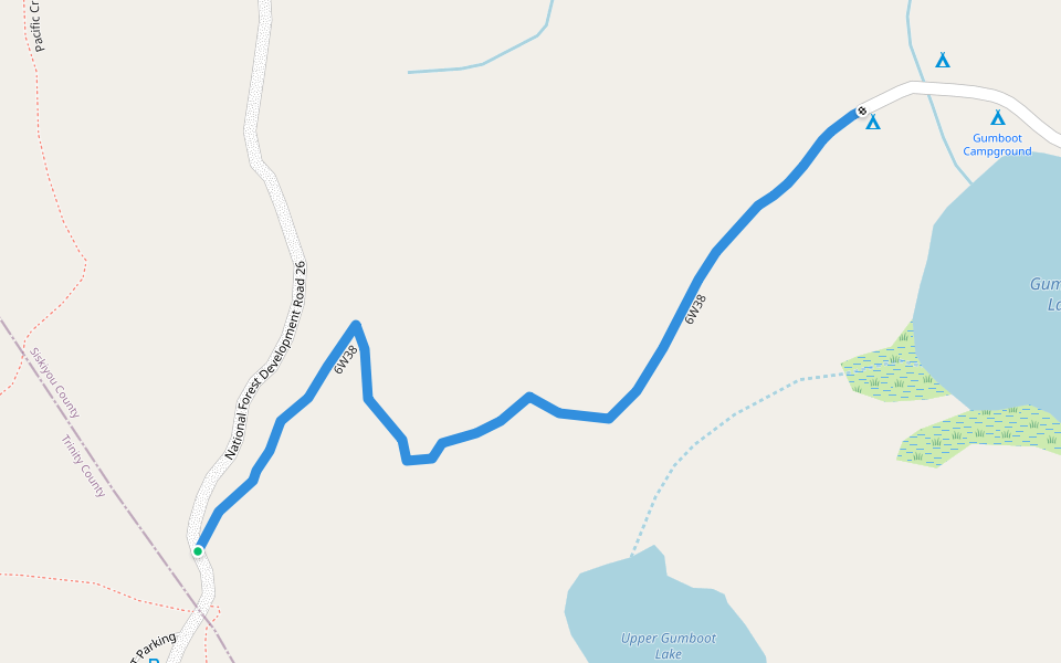 6W38 walking route map in Dunsmuir