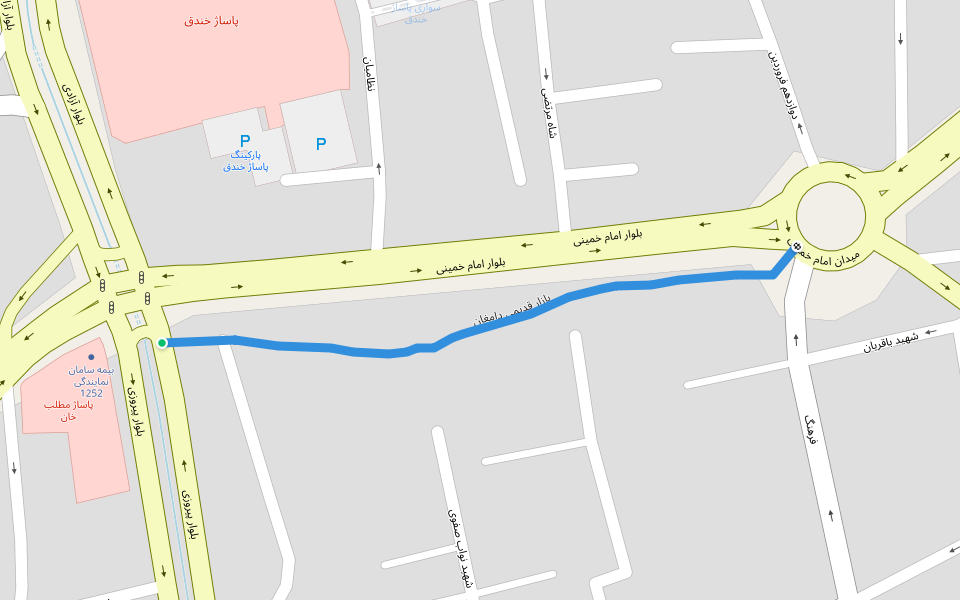 بازار قدیمی دامغان walking route map in Tāsh-e-olyā