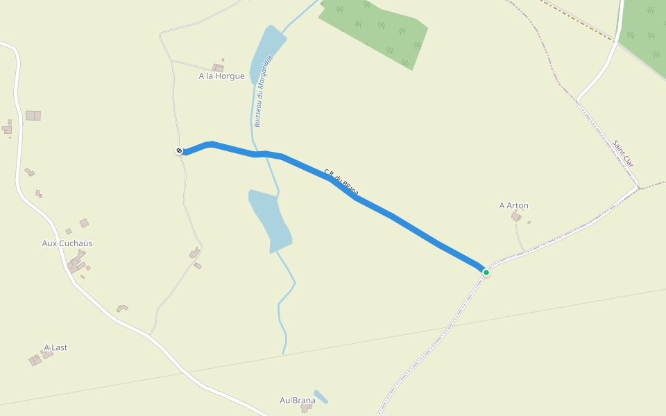 C.R. du BRana walking route map in Castelnau-d'Arbieu