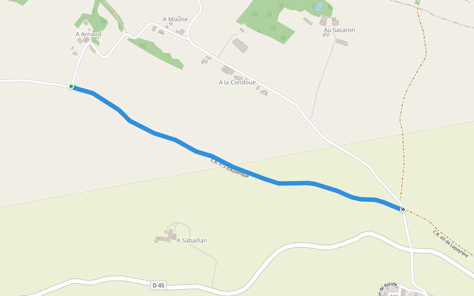 C.R. n°3 d'Aurenque walking route map in Castelnau-d'Arbieu