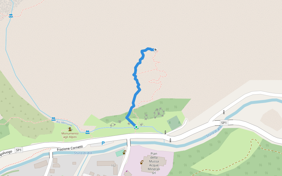 Sentiero di rientro Labirinto Sottoraneo walking route map in Balme